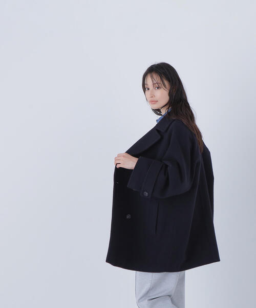 【美品】ダブルブレストフォルムミドルコート ◇ダブルブレストフォルムミドルコート（ピーコート）｜NATURAL