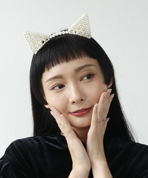 Three Four Time（ｽﾘｰﾌｫｰﾀｲﾑ）の「パールネコミミカチューシャ（カチューシャ・レディース・アイボリー・FREE）」の9枚目の写真