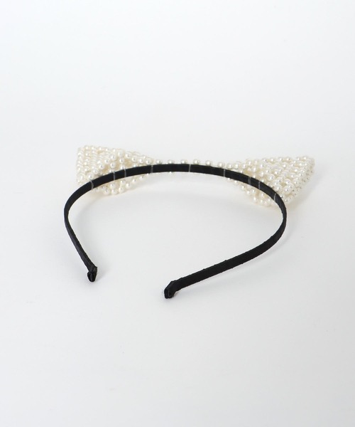 Three Four Time（ｽﾘｰﾌｫｰﾀｲﾑ）の「パールネコミミカチューシャ（カチューシャ・レディース・アイボリー・FREE）」の5枚目の写真