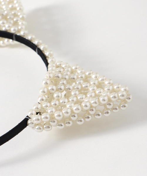 Three Four Time（ｽﾘｰﾌｫｰﾀｲﾑ）の「パールネコミミカチューシャ（カチューシャ・レディース・アイボリー・FREE）」の8枚目の写真