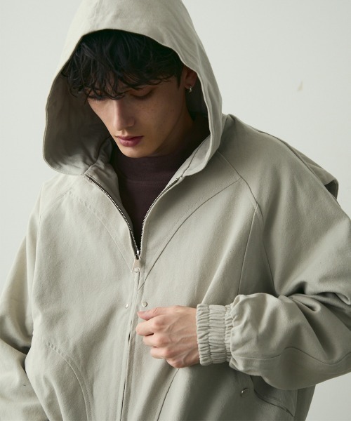 Shoowtime（ショウタイム）の「Short-Length Duck Canvas Hooded Blouson / ショート丈ダックフーデッドブルゾン（ブルゾン・メンズ・アイボリー/ブラック・MEDIUM/LARGE/X-LARGE）」の13枚目の写真