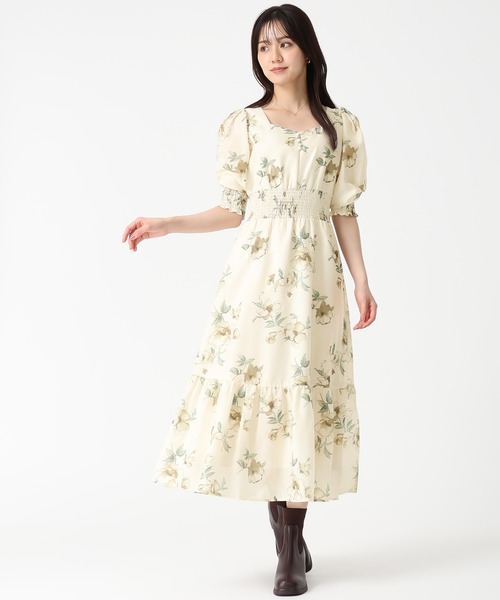 31 Sons de mode(トランテアン ソン ドゥ モード)の「2025秋冬新作 Vネックギャザーフラワーワンピース(ワンピース・レディース・ブラウン/ベージュ/ライトブルー・S/M)」の18枚目の写真