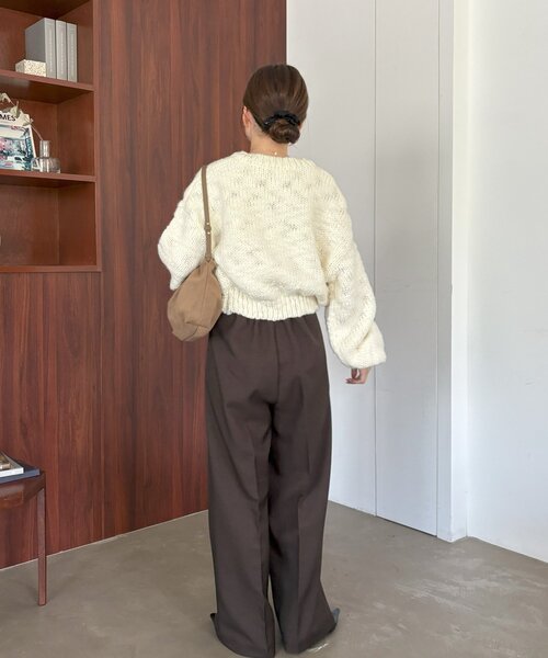 gemeil（ジェムイル）の「【LE'MAGE×gemeilコラボ】スラブカーディガン(MO-320)（ニット/セーター・レディース・ブラウン/ブラック/オフホワイト・FREE）」の6枚目の写真
