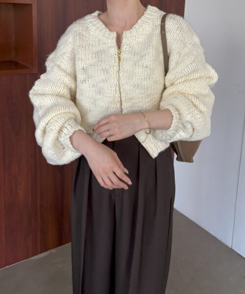 gemeil（ジェムイル）の「【LE'MAGE×gemeilコラボ】スラブカーディガン(MO-320)（ニット/セーター・レディース・ブラウン/ブラック/オフホワイト・FREE）」の9枚目の写真