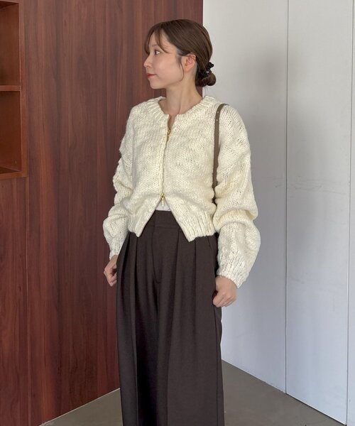 gemeil（ジェムイル）の「【LE'MAGE×gemeilコラボ】スラブカーディガン(MO-320)（ニット/セーター・レディース・ブラウン/ブラック/オフホワイト・FREE）」の11枚目の写真