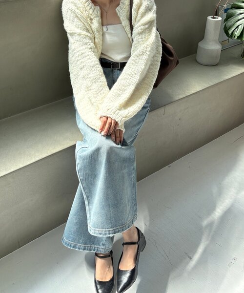 gemeil（ジェムイル）の「【LE'MAGE×gemeilコラボ】スラブカーディガン(MO-320)（ニット/セーター・レディース・ブラウン/ブラック/オフホワイト・FREE）」の13枚目の写真