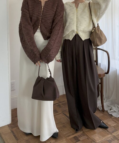 gemeil（ジェムイル）の「【LE'MAGE×gemeilコラボ】スラブカーディガン(MO-320)（ニット/セーター・レディース・ブラウン/ブラック/オフホワイト・FREE）」の19枚目の写真