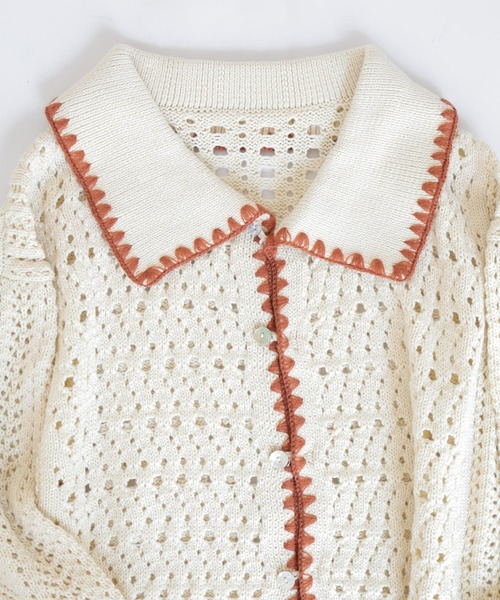 Crisp（クリスプ）の「ステッチアクセントニットカーディガン（カーディガン/ボレロ・レディース・ブラウン/アイボリー・FREE）」の18枚目の写真