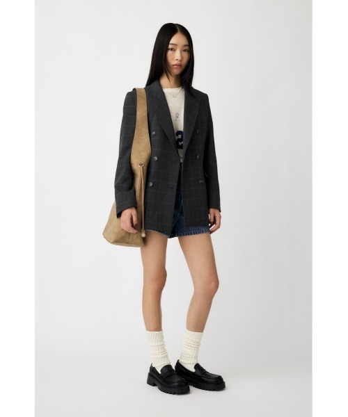 MOUSSY（マウジー）の「PLAID FIT ジャケット（テーラードジャケット・レディース・チャコールグレー/ブラウン・FREE）」の8枚目の写真