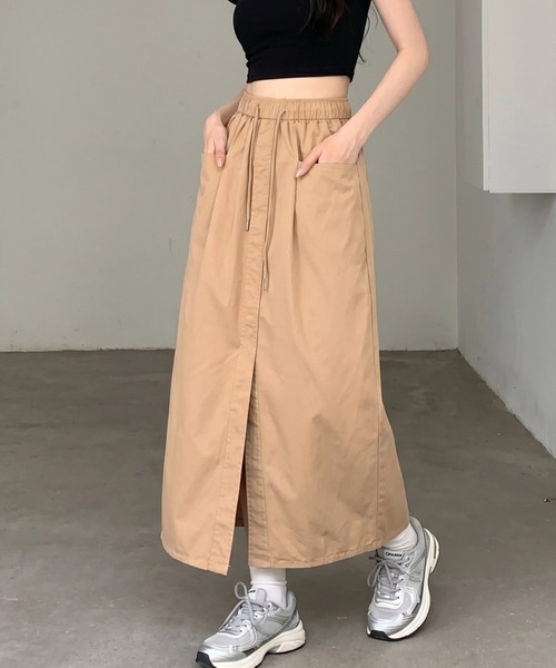 cammie(キャミー)の「ポケット付きフロントスリットスカート(スカート・レディース・ベージュ/カーキ/ブラック・L/M)」の16枚目の写真