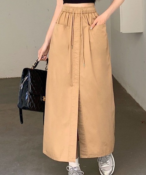 cammie(キャミー)の「ポケット付きフロントスリットスカート(スカート・レディース・ベージュ/カーキ/ブラック・L/M)」の17枚目の写真