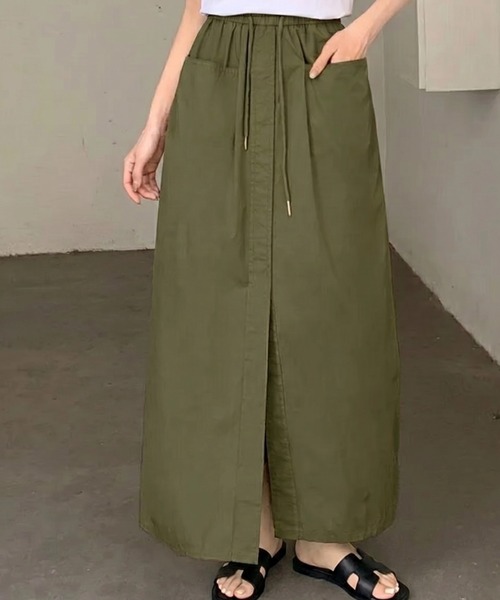 cammie(キャミー)の「ポケット付きフロントスリットスカート(スカート・レディース・ベージュ/カーキ/ブラック・L/M)」の21枚目の写真