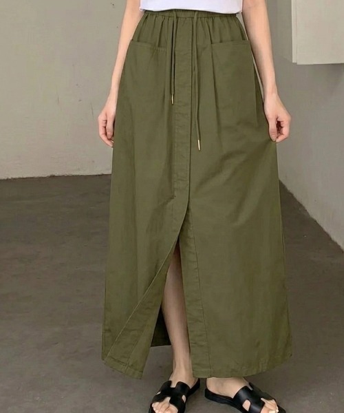 cammie(キャミー)の「ポケット付きフロントスリットスカート(スカート・レディース・ベージュ/カーキ/ブラック・L/M)」の22枚目の写真