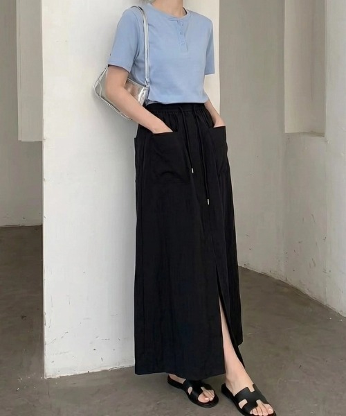 cammie(キャミー)の「ポケット付きフロントスリットスカート(スカート・レディース・ベージュ/カーキ/ブラック・L/M)」の13枚目の写真