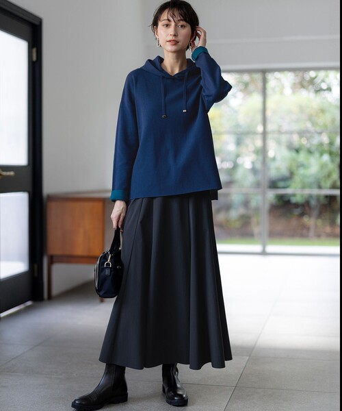 セール】【洗える】ダブルフェイスニット パーカー（パーカー）｜23区