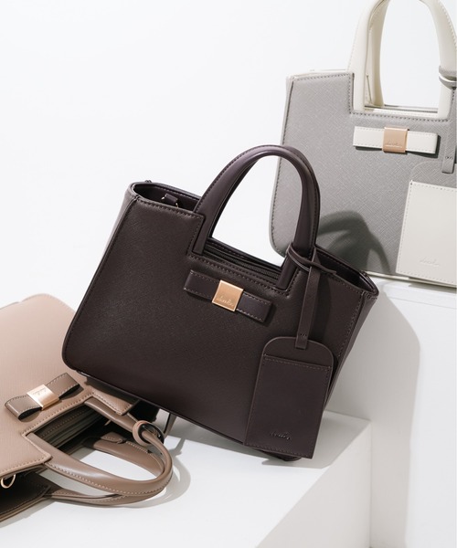 dazzlin(ダズリン)の「【dazzlin / ダズリン】 バレッタリボン カードケース付き ミニトートバッグ(トートバッグ・レディース・ブラック×ホワイト/グレー/ダークブラウン/ブラック/ベージュ・FREE)」の4枚目の写真