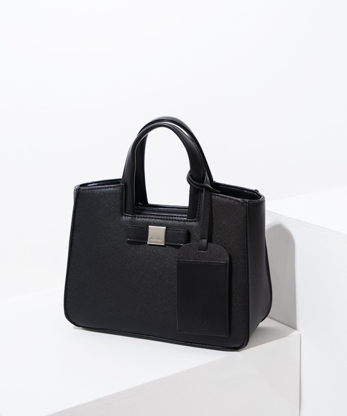 dazzlin(ダズリン)の「【dazzlin / ダズリン】 バレッタリボン カードケース付き ミニトートバッグ(トートバッグ・レディース・ブラック×ホワイト/グレー/ダークブラウン/ブラック/ベージュ・FREE)」の1枚目の写真
