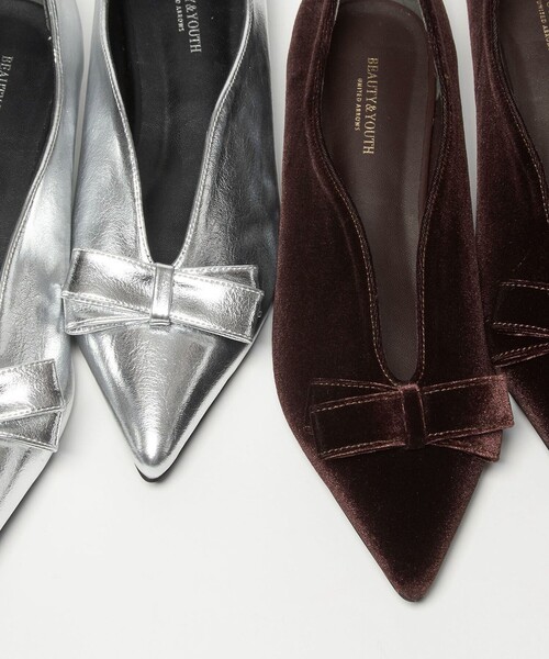 BEAUTY&YOUTH UNITED ARROWS（ビューティーアンドユースユナイテッドアローズ）の「メタリック リボン Vカット フラットシューズ（パンプス・レディース・シルバー・36/36h/37/37h）」の4枚目の写真