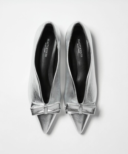 BEAUTY&YOUTH UNITED ARROWS（ビューティーアンドユースユナイテッドアローズ）の「メタリック リボン Vカット フラットシューズ（パンプス・レディース・シルバー・36/36h/37/37h）」の8枚目の写真