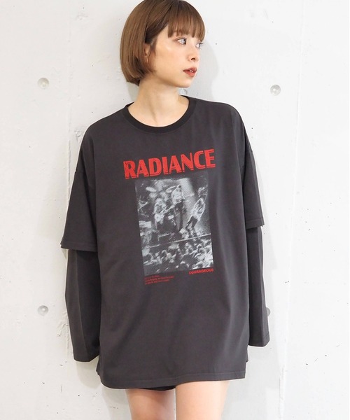 セール】ヴィンテージフォト重ね着風BIGロンT（Tシャツ/カットソー