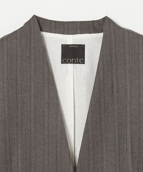 conte（コンテ）の「＜conte＞ストライプ ヘリンボーン ノーカラー