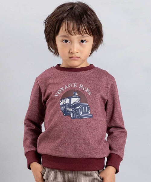 BeBe(ベベ)の「トレインプリントメランジトレーナー(スウェット・キッズ・ボルドー/ネイビー・120cm/140cm/130cm/150cm)」の2枚目の写真