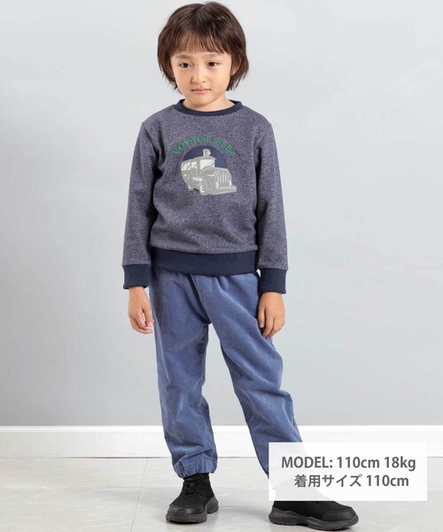 BeBe(ベベ)の「トレインプリントメランジトレーナー(スウェット・キッズ・ボルドー/ネイビー・120cm/140cm/130cm/150cm)」の3枚目の写真