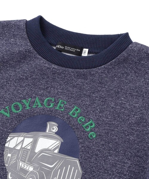 BeBe(ベベ)の「トレインプリントメランジトレーナー(スウェット・キッズ・ボルドー/ネイビー・120cm/140cm/130cm/150cm)」の14枚目の写真