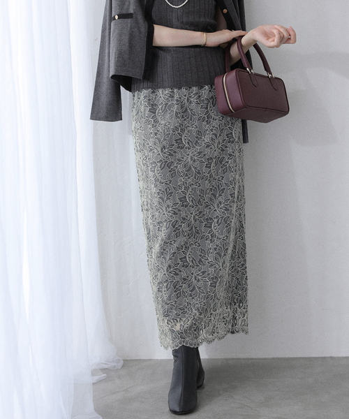 La TOTALITE（ラトータリテ）の「《WEB限定》マキシレースタイトスカート（スカート・レディース・ブラック/パープル・38/36）」の6枚目の写真