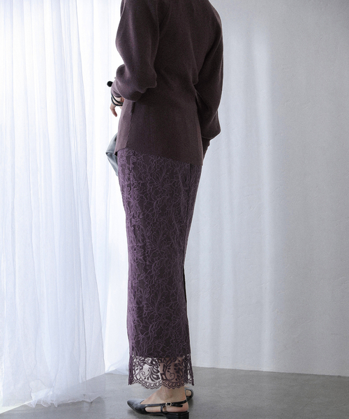 La TOTALITE（ラトータリテ）の「《WEB限定》マキシレースタイトスカート（スカート・レディース・ブラック/パープル・38/36）」の19枚目の写真