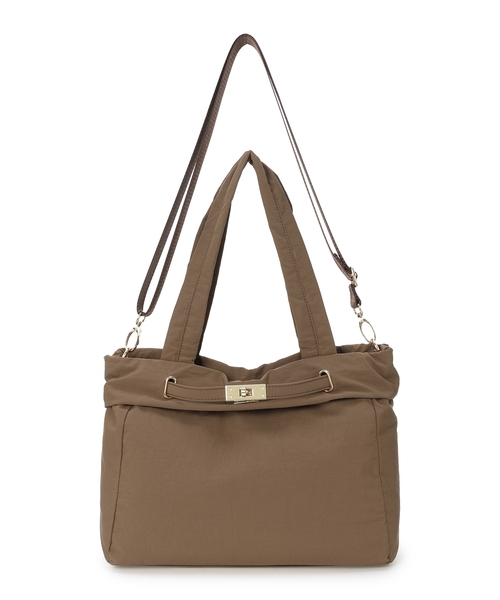 A/C DESIGN BY ALPHA CUBIC（エーシーデザインバイアルファキュービック）の「ビット2WAYバッグ【A4・ノートパソコン・タブレット収納可能・ショルダーストラップ付】（トートバッグ・レディース・ベージュ/ブラック・フリー）」の6枚目の写真