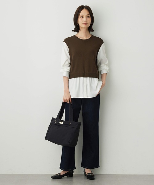 A/C DESIGN BY ALPHA CUBIC（エーシーデザインバイアルファキュービック）の「ビット2WAYバッグ【A4・ノートパソコン・タブレット収納可能・ショルダーストラップ付】（トートバッグ・レディース・ベージュ/ブラック・フリー）」の18枚目の写真