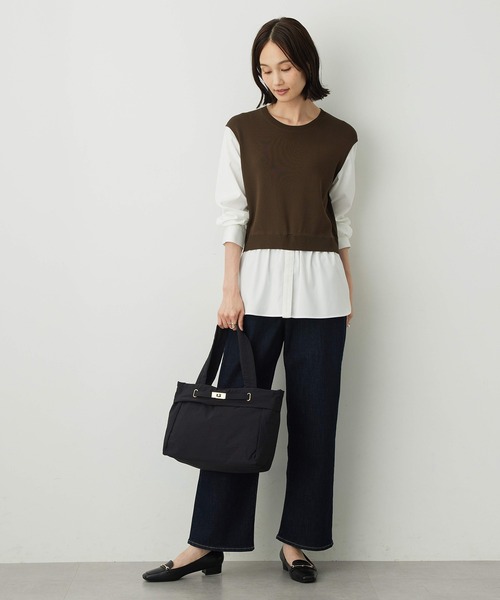 A/C DESIGN BY ALPHA CUBIC（エーシーデザインバイアルファキュービック）の「ビット2WAYバッグ【A4・ノートパソコン・タブレット収納可能・ショルダーストラップ付】（トートバッグ・レディース・ベージュ/ブラック・フリー）」の19枚目の写真