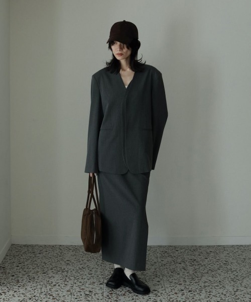 anuke(アンヌーク)の「anuke Collarless Over Jacket(その他アウター・レディース・ダークグレー/グレー・36/38)」の9枚目の写真