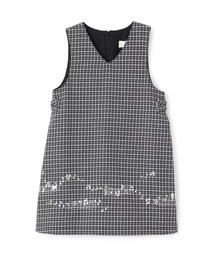 KP | 音符刺シュウ チェックジャンパースカート(ジャンパースカート)