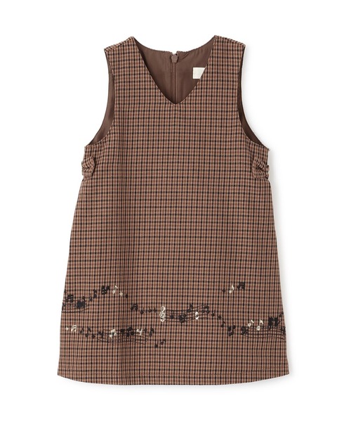 KP（ケーピー）の「音符刺シュウ チェックジャンパースカート（ジャンパースカート・キッズ・ブラック/ブラウン・90cm/110cm/100cm/120cm/130cm/140cm/150cm/160cm）」の5枚目の写真