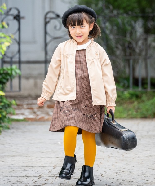 KP（ケーピー）の「音符刺シュウ チェックジャンパースカート（ジャンパースカート・キッズ・ブラック/ブラウン・90cm/110cm/100cm/120cm/130cm/140cm/150cm/160cm）」の4枚目の写真