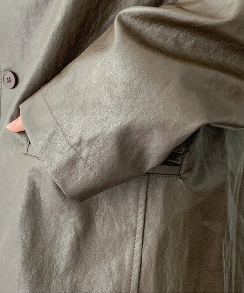 on:nue（オンニュ）の「【on:nue】[着用動画あり！] ヴィンテージフェイクレザージャケット（テーラードジャケット・レディース・ブラウン/ブラック・FREE）」の10枚目の写真