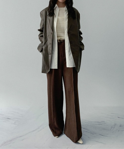 on:nue（オンニュ）の「【on:nue】[着用動画あり！] ヴィンテージフェイクレザージャケット（テーラードジャケット・レディース・ブラウン/ブラック・FREE）」の13枚目の写真