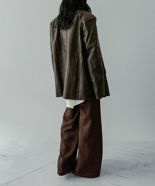 on:nue（オンニュ）の「【on:nue】[着用動画あり！] ヴィンテージフェイクレザージャケット（テーラードジャケット・レディース・ブラウン/ブラック・FREE）」の15枚目の写真