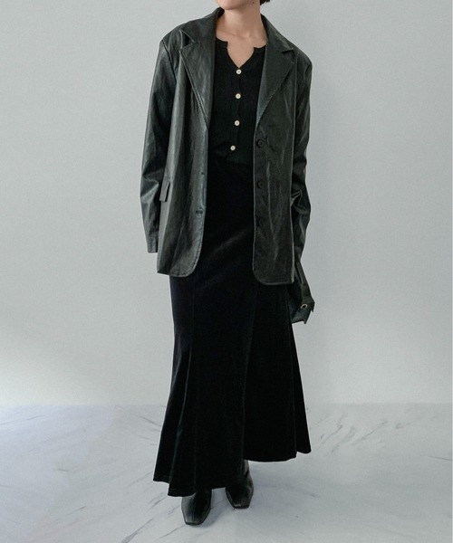 on:nue（オンニュ）の「【on:nue】[着用動画あり！] ヴィンテージフェイクレザージャケット（テーラードジャケット・レディース・ブラウン/ブラック・FREE）」の21枚目の写真