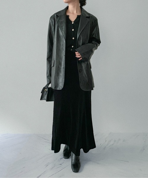 on:nue（オンニュ）の「【on:nue】[着用動画あり！] ヴィンテージフェイクレザージャケット（テーラードジャケット・レディース・ブラウン/ブラック・FREE）」の22枚目の写真