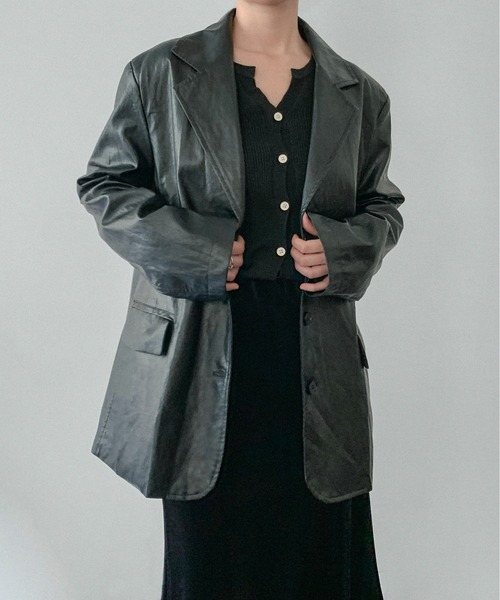 on:nue（オンニュ）の「【on:nue】[着用動画あり！] ヴィンテージフェイクレザージャケット（テーラードジャケット・レディース・ブラウン/ブラック・FREE）」の19枚目の写真