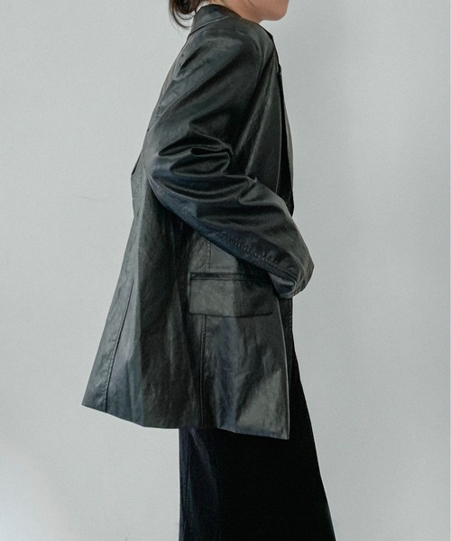 on:nue（オンニュ）の「【on:nue】[着用動画あり！] ヴィンテージフェイクレザージャケット（テーラードジャケット・レディース・ブラウン/ブラック・FREE）」の18枚目の写真