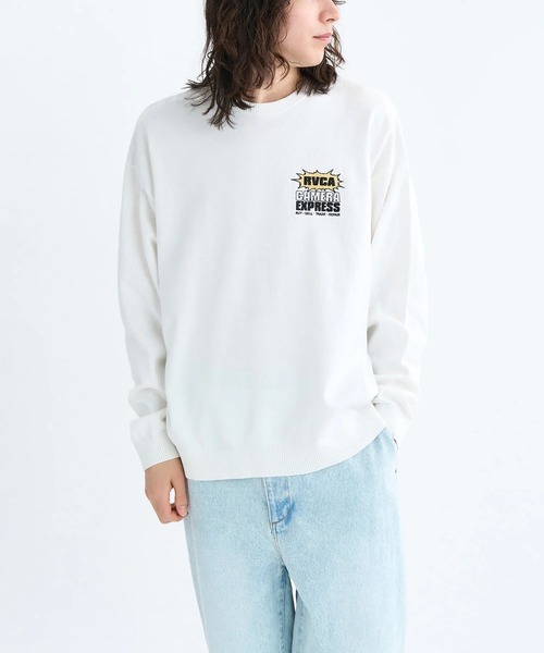 RVCA(ルーカ)の「RVCA メンズ CAMERA EXPRESS KNIT セーター 【2025年秋冬モデル】 @autumn/ルーカバックデザインニット(ニット/セーター・メンズ・ブラック/ホワイト・SMALL/MEDIUM/LARGE/X-LARGE)」の3枚目の写真