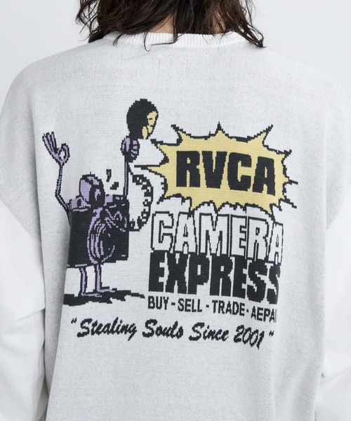 RVCA(ルーカ)の「RVCA メンズ CAMERA EXPRESS KNIT セーター 【2025年秋冬モデル】 @autumn/ルーカバックデザインニット(ニット/セーター・メンズ・ブラック/ホワイト・SMALL/MEDIUM/LARGE/X-LARGE)」の5枚目の写真