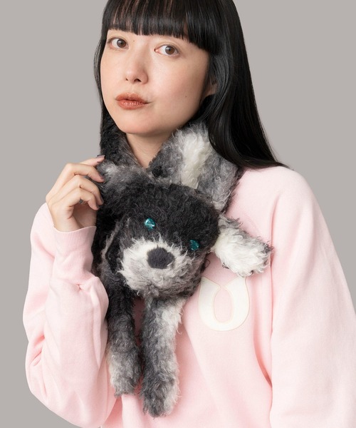 Casselini(キャセリーニ)の「Casselini(キャセリーニ)【AlleyTokyo×Casselini】ボサ犬ちゃんティペット(マフラー・レディース・グレー/ベージュ・FREE)」の1枚目の写真