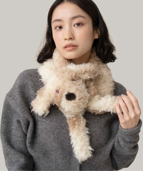 Casselini(キャセリーニ)の「Casselini(キャセリーニ)【AlleyTokyo×Casselini】ボサ犬ちゃんティペット(マフラー・レディース・グレー/ベージュ・FREE)」の6枚目の写真