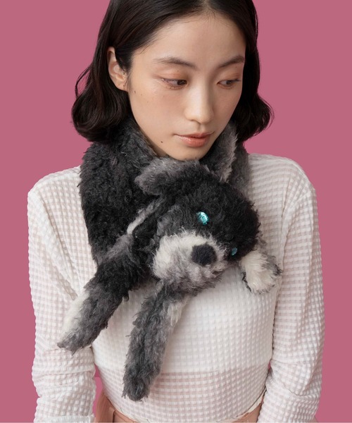 Casselini(キャセリーニ)の「Casselini(キャセリーニ)【AlleyTokyo×Casselini】ボサ犬ちゃんティペット(マフラー・レディース・グレー/ベージュ・FREE)」の16枚目の写真