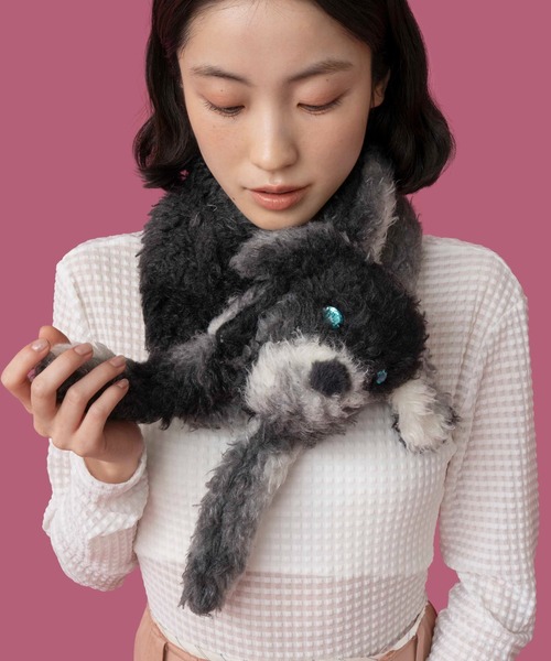Casselini(キャセリーニ)の「Casselini(キャセリーニ)【AlleyTokyo×Casselini】ボサ犬ちゃんティペット(マフラー・レディース・グレー/ベージュ・FREE)」の18枚目の写真